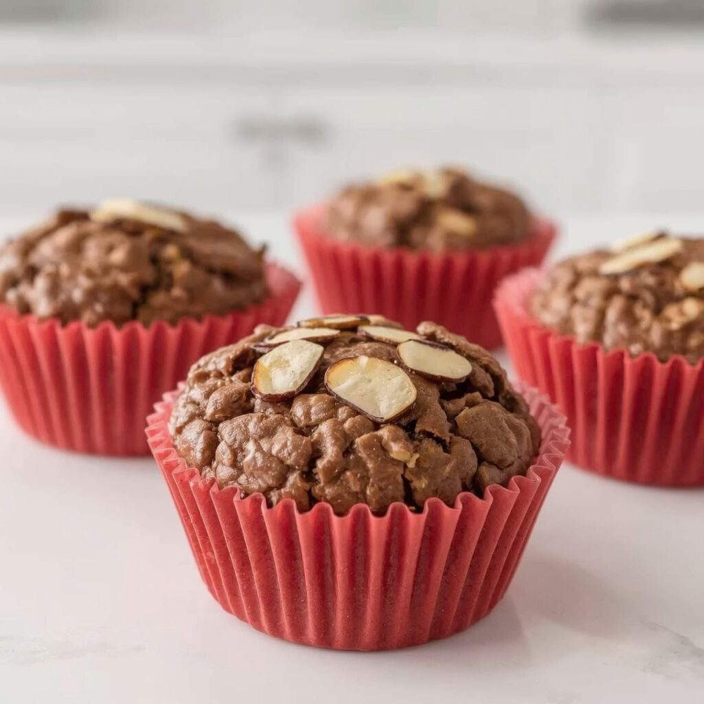 Chocolate baked oat cup served with strawberries