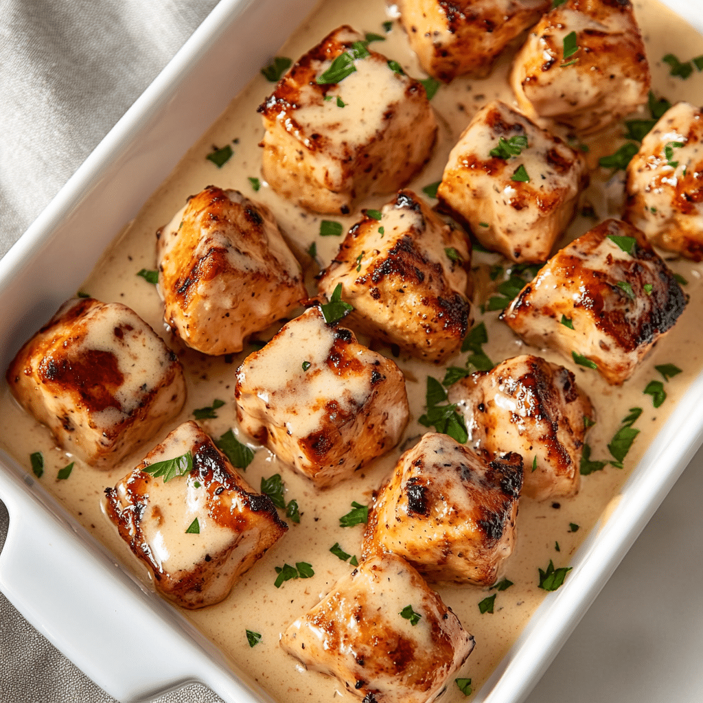 grilled chicken bites with garlic sauce	