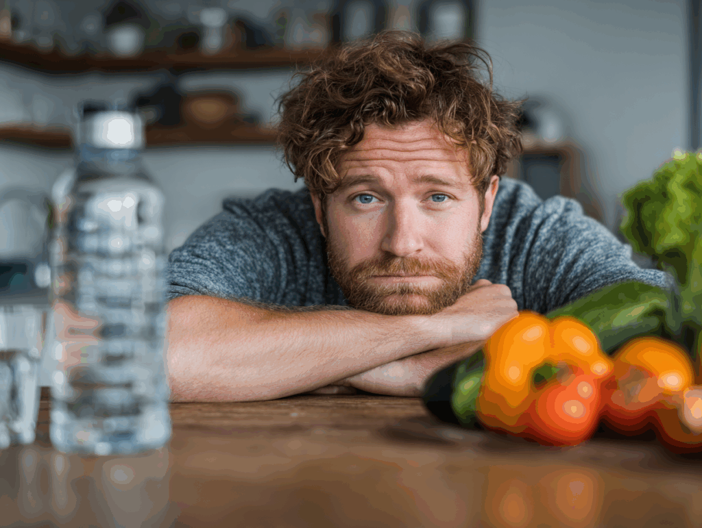 Tired man showing signs of low testosterone